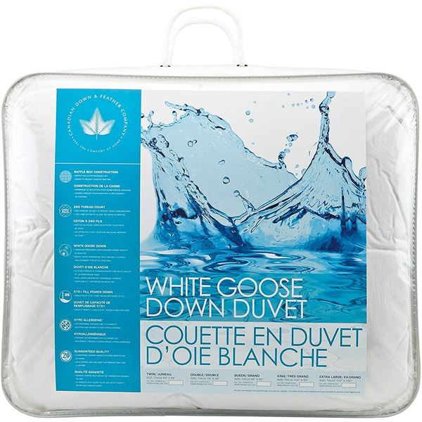 NEW KING SIZE 29 OZ FILLED WHITE GOOSE DOWN DUVET