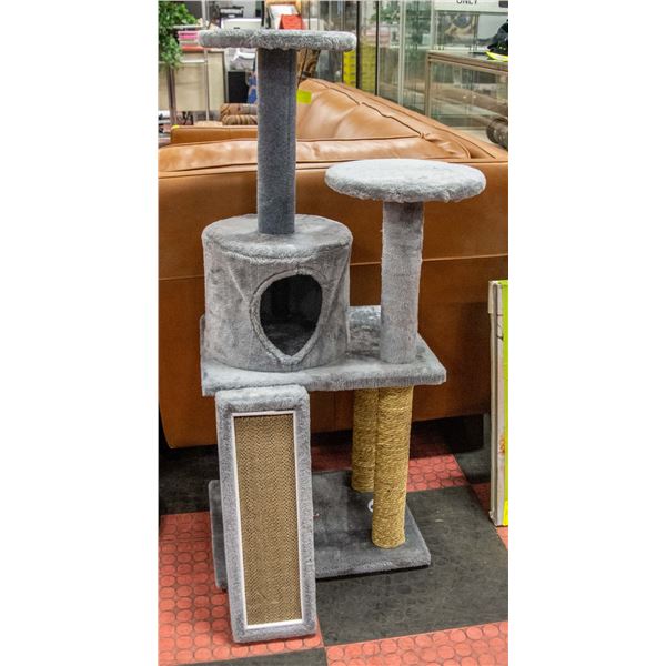 ASSEMBLED DELUXE CAT TREE, 46" HIGH, GREY