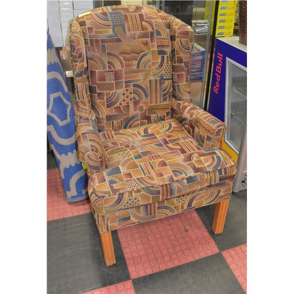 UPHOLSTERED WING BACK PARLOR CHAIR