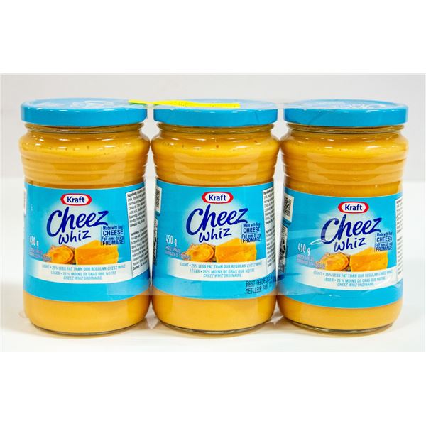 BUNDLE OF 3 KRAFT CHEEZ WHIZ LIGHT,450ML,BB SEPT