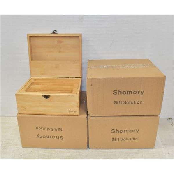 LOT OF 4 LIGHT WOOD LOCKING STASH BOXES