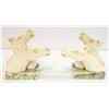 Image 1 : PAIR OF MARBLE & ALABASTER HORSE BOOKENDS