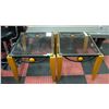 Image 1 : SET OF TWO END TABLES WITH GLASS TOP.