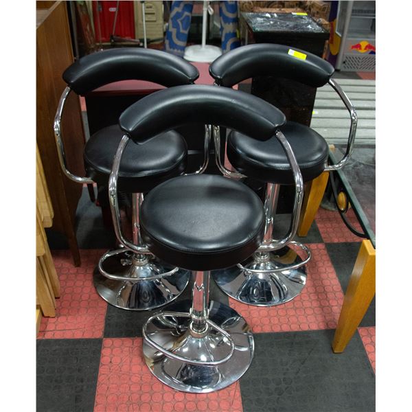 3 LIFT STOOLS - BLACK & CHROME COLOUR