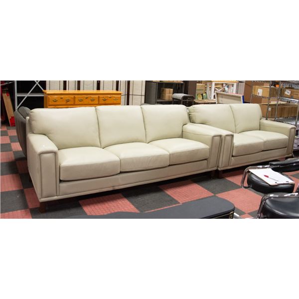 NEW OFF WHITE GENUINE LEATHER SOFA AND LOVESEAT