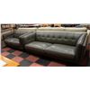 Image 1 : NEW DARK GREY GENUINE LEATHER MODERN SOFA AND LOVE