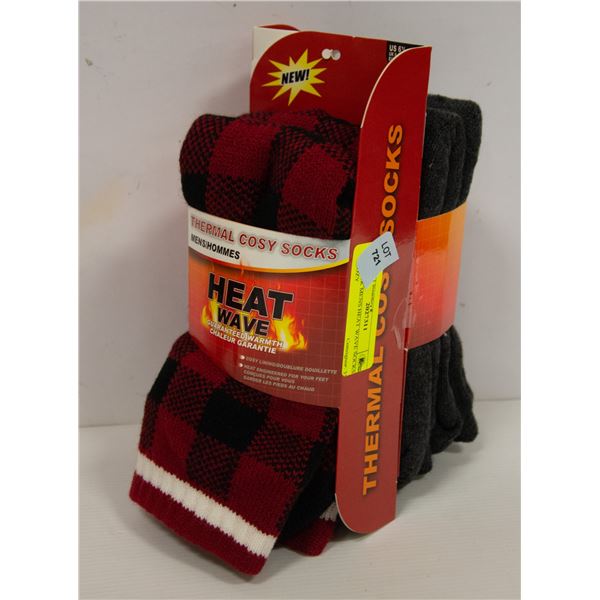 2 PACK MENS HEAT WAVE SOCKS COZY