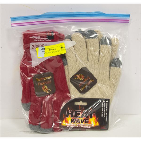 2 PACK LADIES HEAT WAVE GLOVES