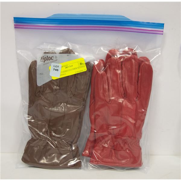 2 PACK LADIES LEATHER GLOVES SIZE SMALL