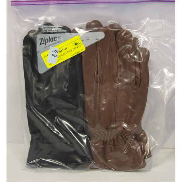 2 PACK LADIES LEATHER GLOVES SIZE MEDIUM