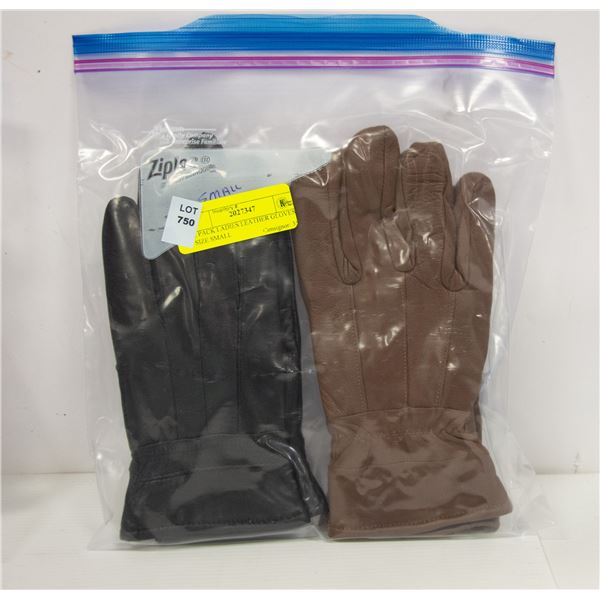 2 PACK LADIES LEATHER GLOVES SIZE SMALL