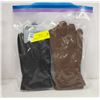 Image 1 : 2 PACK LADIES LEATHER GLOVES SIZE SMALL