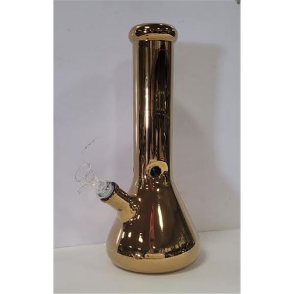 NEW 12  GOLD COLOURED BEAKER BONG