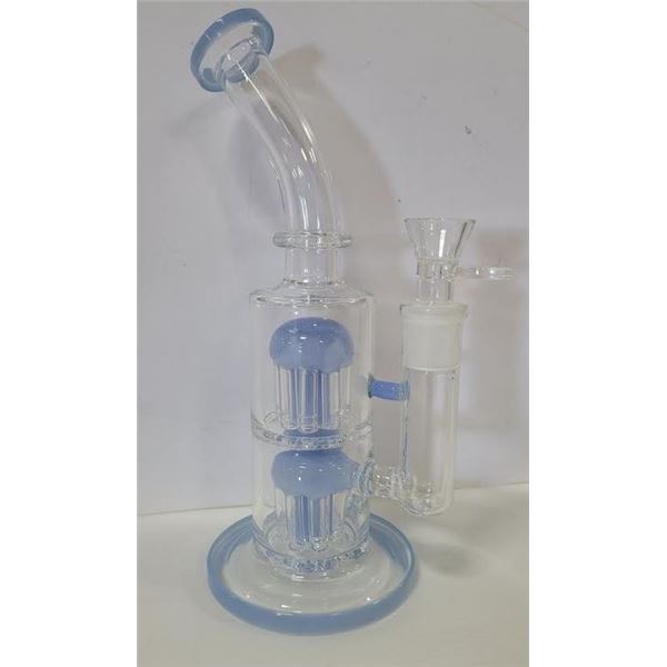 NEW BLUE & CLEAR 10" BONG WITH DOUBLE PERC