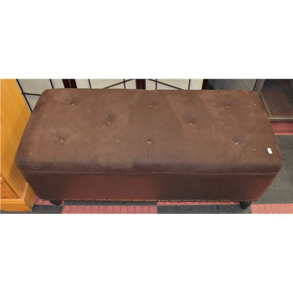 LARGE BROWN STORAGE FOOTSTOOL