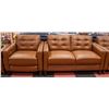 Image 2 : GENUINE LIGHT BROWN LEATHER ELECTRIC RECLINING