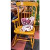 Image 1 : 1985 OAK ROCKING CHAIR WITH QUILTED COVER