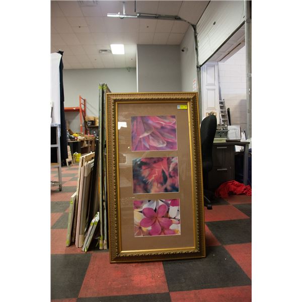 FRAMED FLORAL WALL HANGING 26" X 46"