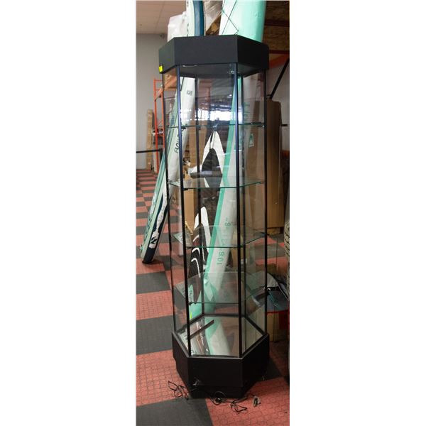 HEXAGON DISPLAY CABINET 22" X 22" X 74.5"