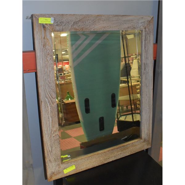GREY WASHED WOOD BORDERED MIRROR 30" X 83"