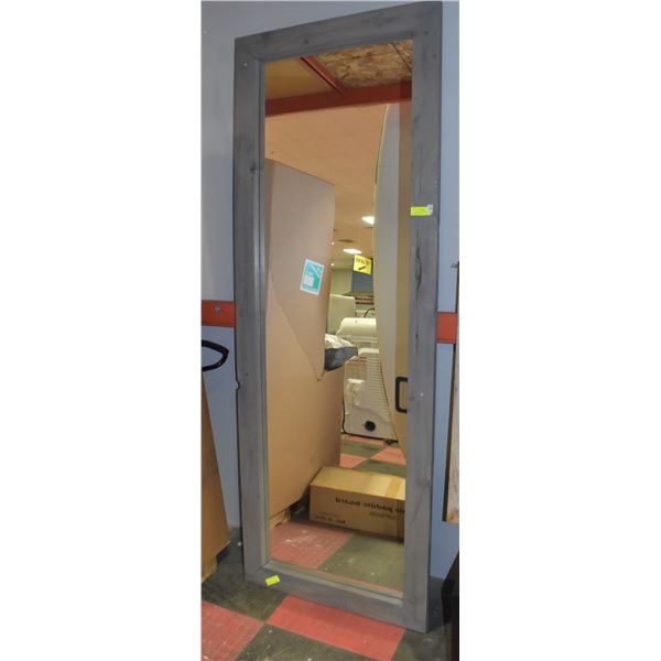 GREY WASHED WOOD BORDERED MIRROR 30" X 83"