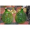 Image 1 : PAIR OF VINTAGE GREEN ITALIAN GLASS CARBOYS