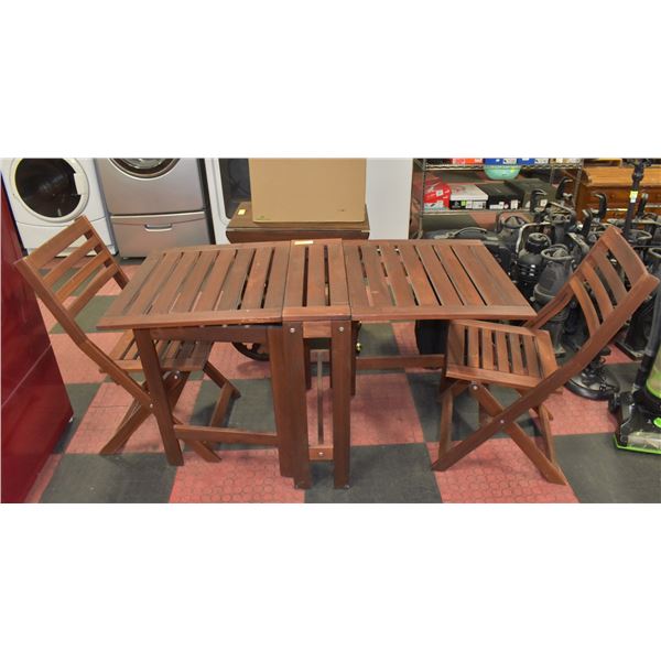 DROP LEAF FOLDING PATIO TABLE AND 2 CHAIRS SET