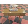 Image 1 : ANTIQUE SEWING TABLE WITH MACHINE, NEEDS REPAIR