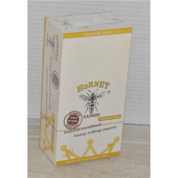 50 BOOKLETS OF HORNET ORGANIC HEMP ROLLING PAPERS