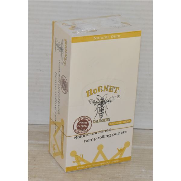 50 BOOKLETS OF HORNET ORGANIC HEMP ROLLING PAPERS