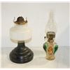 Image 1 : 2 VINTAGE OIL LAMPS & HURRICANE