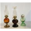 Image 1 : 3 VINTAGE OIL LAMPS & HURRICANE