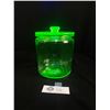 Image 1 : 1930's Depression Glass Jar (Uranium) 6" Tall 5" Wide
