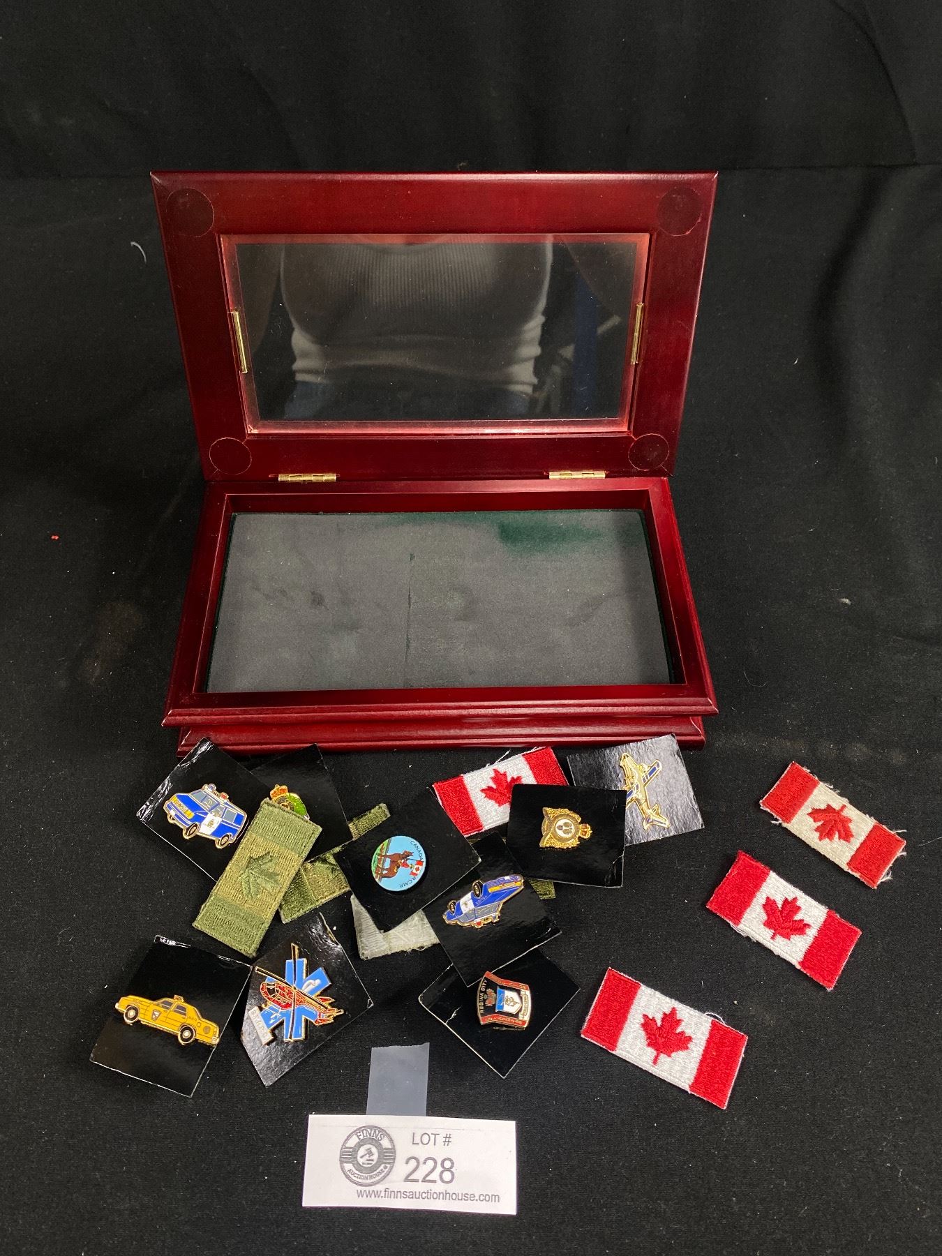 Small Lidded Display Case Full of Police Pins