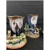 Image 2 : Lot of 4 New Wolf Figurine Candle Holders with Candles