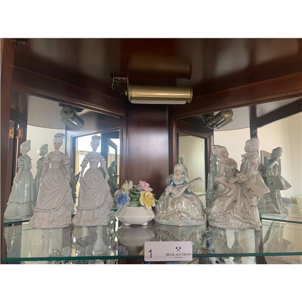 Porcelain Figurines - Baroque Ballroom Scene and Radnor Bone China Flowers