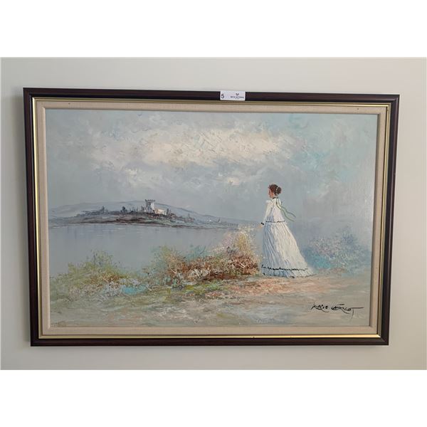 Framed Oil on Canvas Painting - Artist Illegible