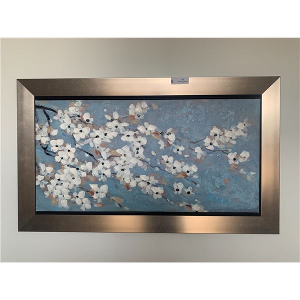 Canvas Painting of Flowers w/ Metallic-Look Frame