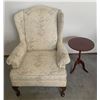 Image 1 : Upholstered Chair w/ Floral Pattern with Round Wooden Side Table