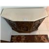 Image 1 : Vintage Buffet Table w/ Marble-Style Top and Floral Rug