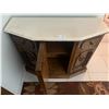 Image 2 : Vintage Buffet Table w/ Marble-Style Top and Floral Rug
