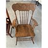 Image 2 : Antique Wooden Rocking Chair,  Accent Chair, and Vintage Mantle Clock