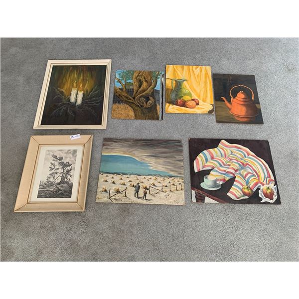 6 x Assorted Paintings - Includes 1 x Framed Painting  and 1 x Framed Print by E.D.W Peterson