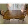 Image 1 : Wooden-Top Metal Dining Table with 2 x Leaves and 2 x Chairs
