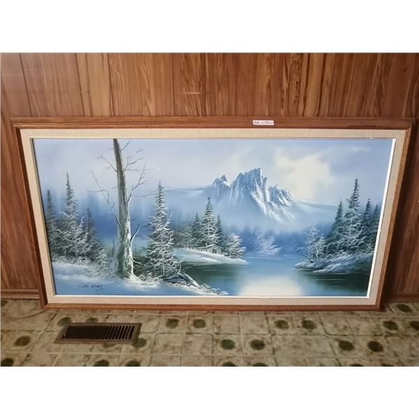 Oil on Canvas Painting of Mountains  - By San Very