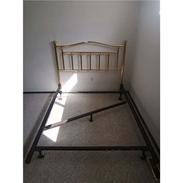 Brass-Colored Metal Headboard w/ Bedframe