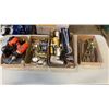 Image 1 : 4 TRAYS OF TOOLS, AIR IMPACT GUNS, CORDLESS DRILL, ELECTRIC STAPLER, FILES AND AIR CONNECTORS AND GA