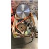 Image 2 : TRAY OF GRINDING WHEEL, BUCK SAW WITH 5 JERRY CANS