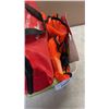 Image 2 : BIN OF 2 FIRST AID KITS, SAW BLADES, GRINDING PADS AND HIGH VES VESTS