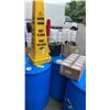 Image 1 : LOT OF GARDEN HOSE, DUPLEX CONNECTORS, CASTER AND 2 WET FLOOR PILONS